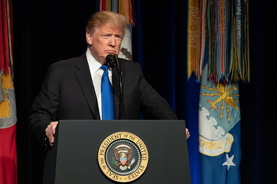 Donald J. Trump gives speech at Pentagon in Washington, DC