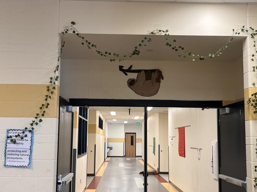 Save+the+Rainforest%21%0ADecorations+above+the+F-Pod+doors.+These+decorations+were+hung+to+raise+school+spirit+for+the+senior+mascots+of+MAD+Week%2C+the+sloths.+%E2%80%9CStudent+government+actually+plays+an+incredibly+large++++role+in+MAD+week+and+a+lot+of+other+events+at+the+school.+I+wish+students+would+put+out+as+much+effort+as+we+do+for+the+events+we+plan%2C%E2%80%9D+Castillo+said.+